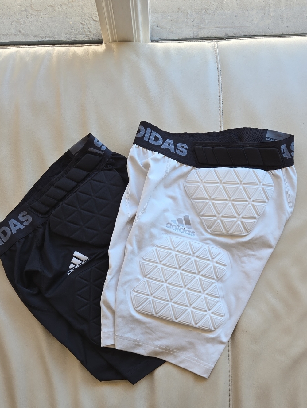 adidas (Set Of 2) Padded Football Shorts - Black & White, Size Small